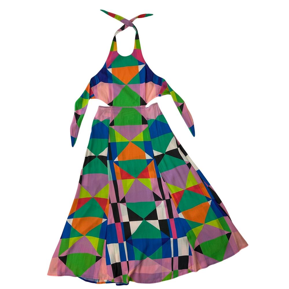 Mara Hoffman women's Halter Midi Dress Colorful Geo Print